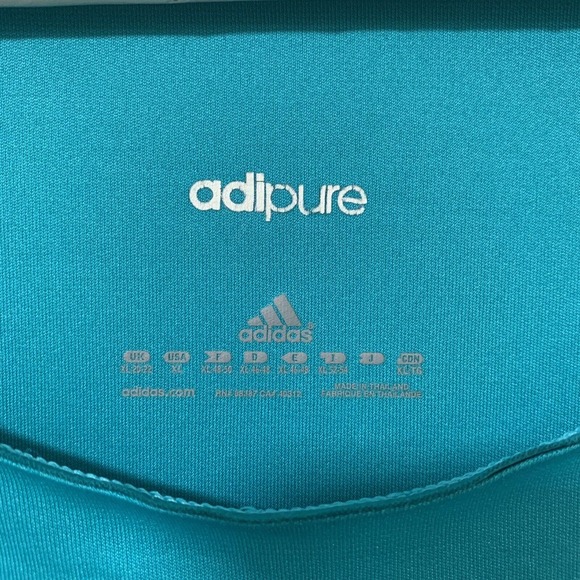 Adidas Adipure Formotion Women’s Cap Sleeve Activewear Top Size XL Turquoise - Picture 8 of 8